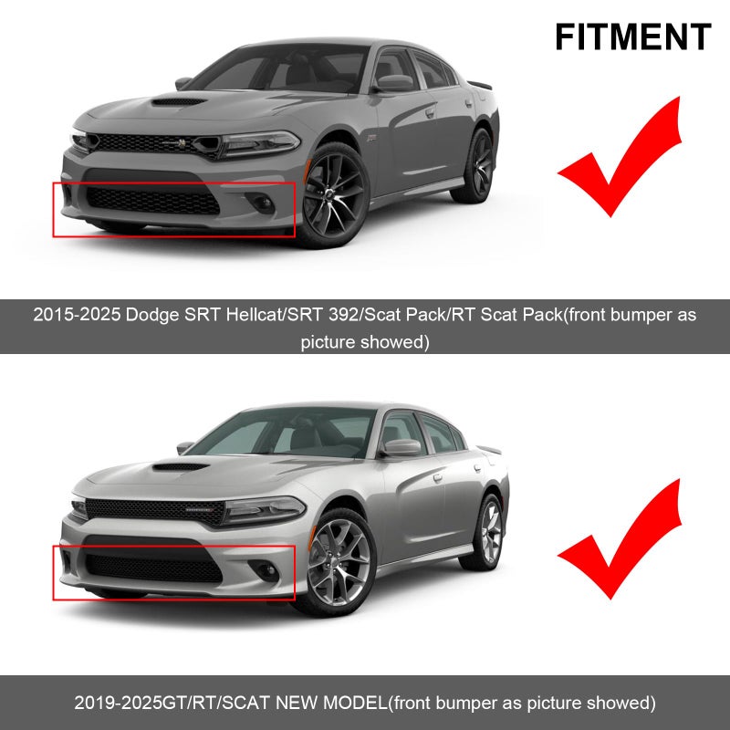 SPORTULI Front Bumper Lip Splitter Protector Replacement for 2015-2024 2025 Dodge Charger Scat Pack/SRT Models and 2019-2023 2024 GT/RT/SCAT Models - Image 4