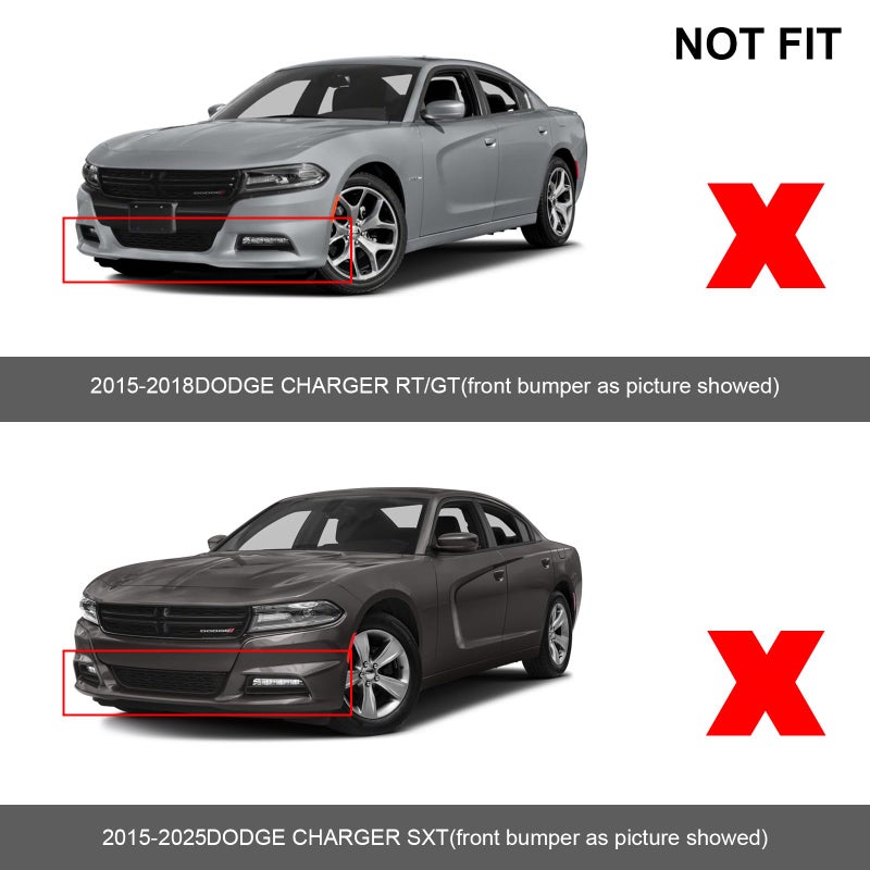 SPORTULI Front Bumper Lip Splitter Protector Replacement for 2015-2024 2025 Dodge Charger Scat Pack/SRT Models and 2019-2023 2024 GT/RT/SCAT Models - Image 5