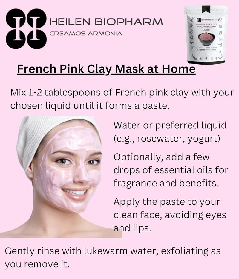 Heilen Biopharm Heilen Biopharm French Pink Clay Powder For Supports Healthy Hydrated Skin  100 g Pack of 1  - Image 4