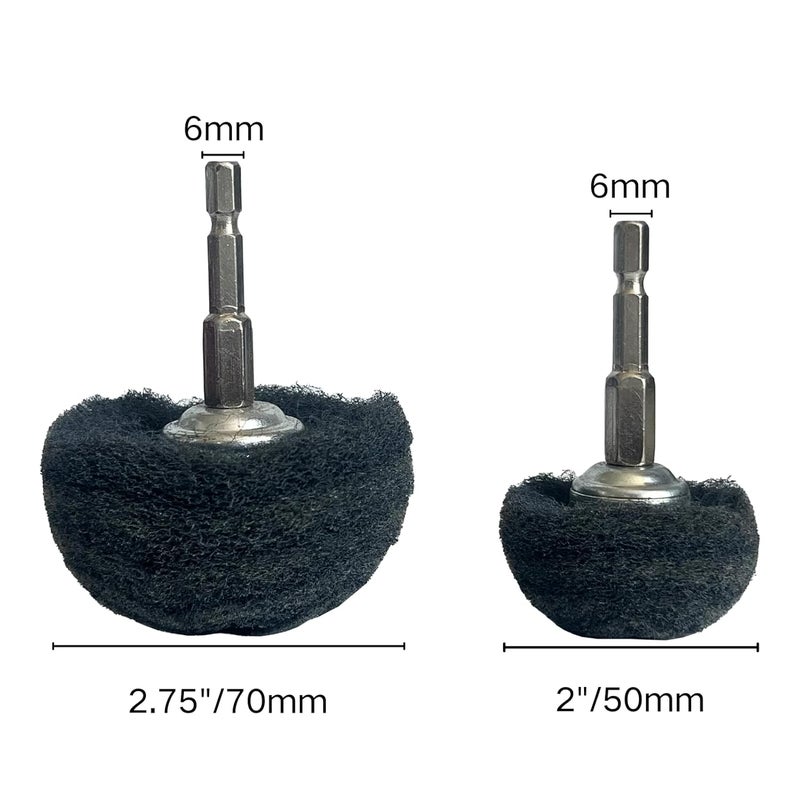 Banmo Abrasive 6PCS Non Woven Abrasive Buffing Polishing Wheel Drill Attachment Set,Scouring Pads Power Scrubber Cleaning Kit, Power-Operated Abrasive Wheels Red Green Gray 1/4” Hex Shank 320# 180# 800# - Image 3