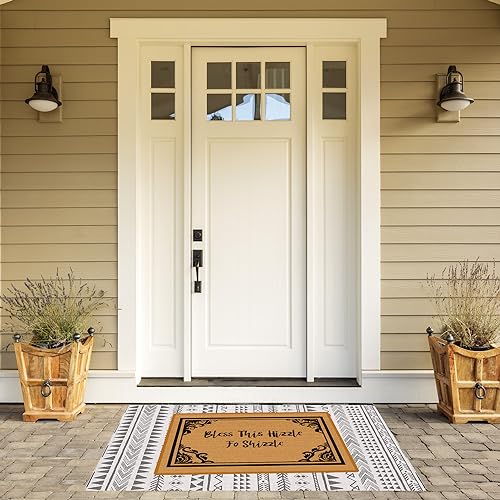 Accssoey Welcome Bless This Fo Shizzle Mat with Rubber Backing Non-Slip Entryway Clean Mat, 23.6x15.7 inches - Image 2