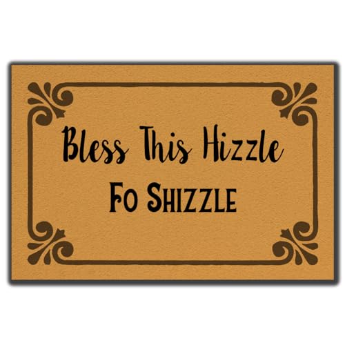 Accssoey Welcome Bless This Fo Shizzle Mat with Rubber Backing Non-Slip Entryway Clean Mat, 23.6x15.7 inches - Image 1