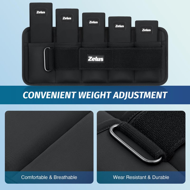 ZELUS 1 Pair Adjustable Ankle Weights, 0.8-4 lb Z-Fit Ankle Weights for Women Men, Ultra Thin Leg Weights for Women with Adjustable Straps, 0.4-2 lb per Arm Weight for Gym Home Yoga Jogging Walking - Image 5