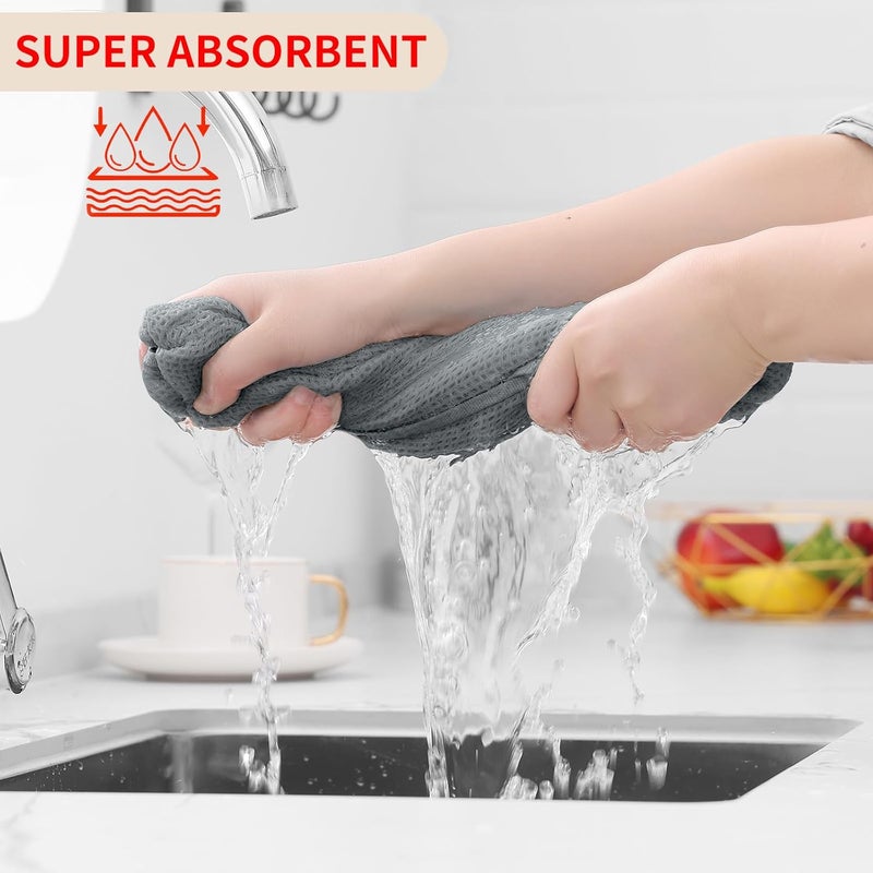 Homaxy 100% Cotton Waffle Weave Kitchen Dish Cloths, Ultra Soft Absorbent Quick Drying Dish Towels, 12 x 12 Inches, 6-Pack, Grey - Image 3