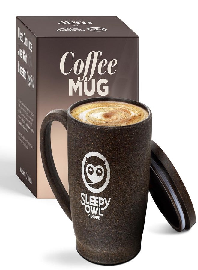 Sleepy Owl Coffee Mug with Lid | Crafted from Used Coffee Grounds | Eco-Friendly & Sustainable Cup | Microwave Safe | Spill Proof | Travel Friendly | Office | Home | Premium Gift | 370ml 1 Piece - Image 1