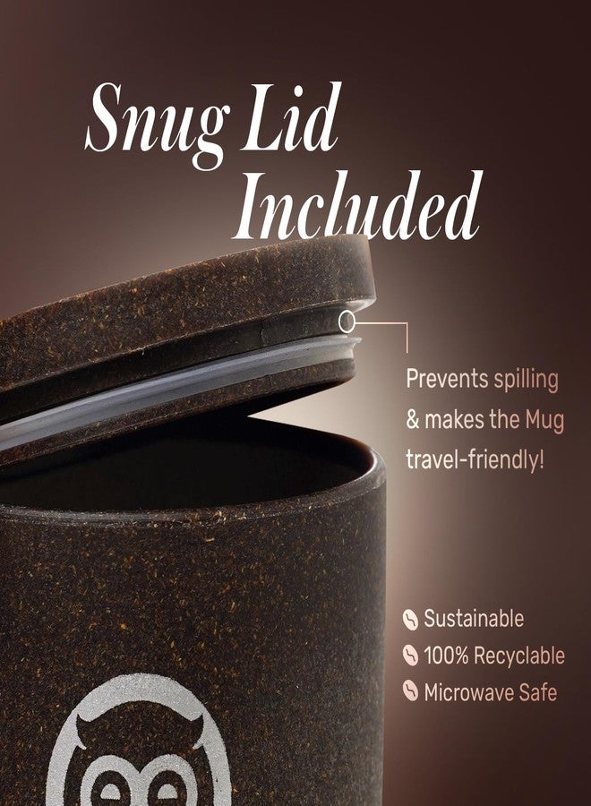 Sleepy Owl Coffee Mug with Lid | Crafted from Used Coffee Grounds | Eco-Friendly & Sustainable Cup | Microwave Safe | Spill Proof | Travel Friendly | Office | Home | Premium Gift | 370ml 1 Piece - Image 3