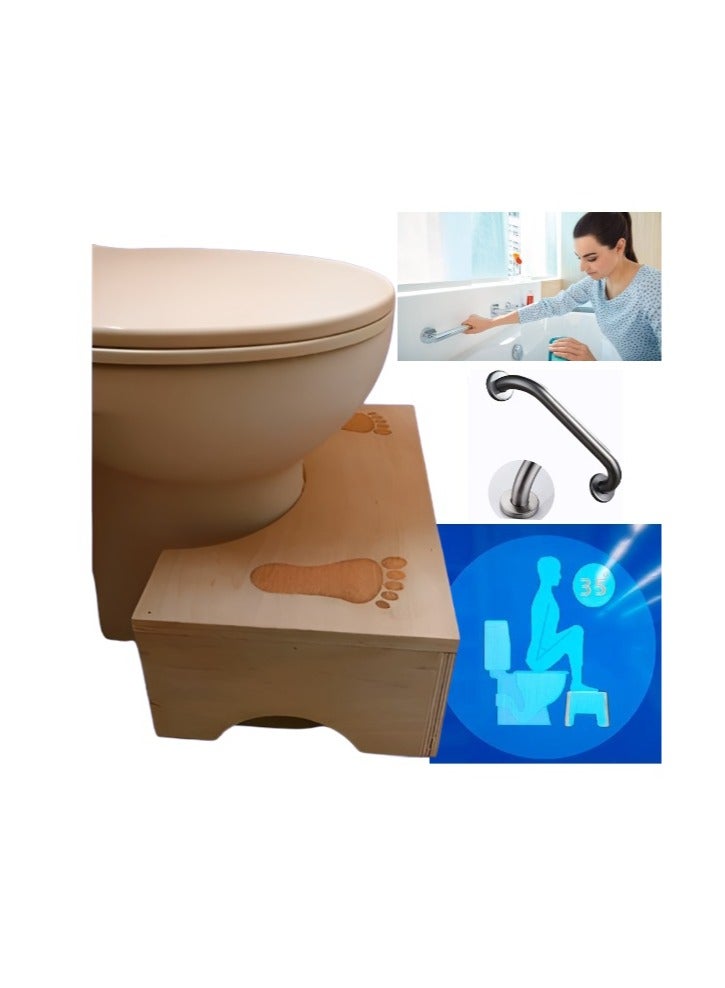 Shams 995 Wooden footrest to prevent colon diseases and constipation + wall support - Image 1