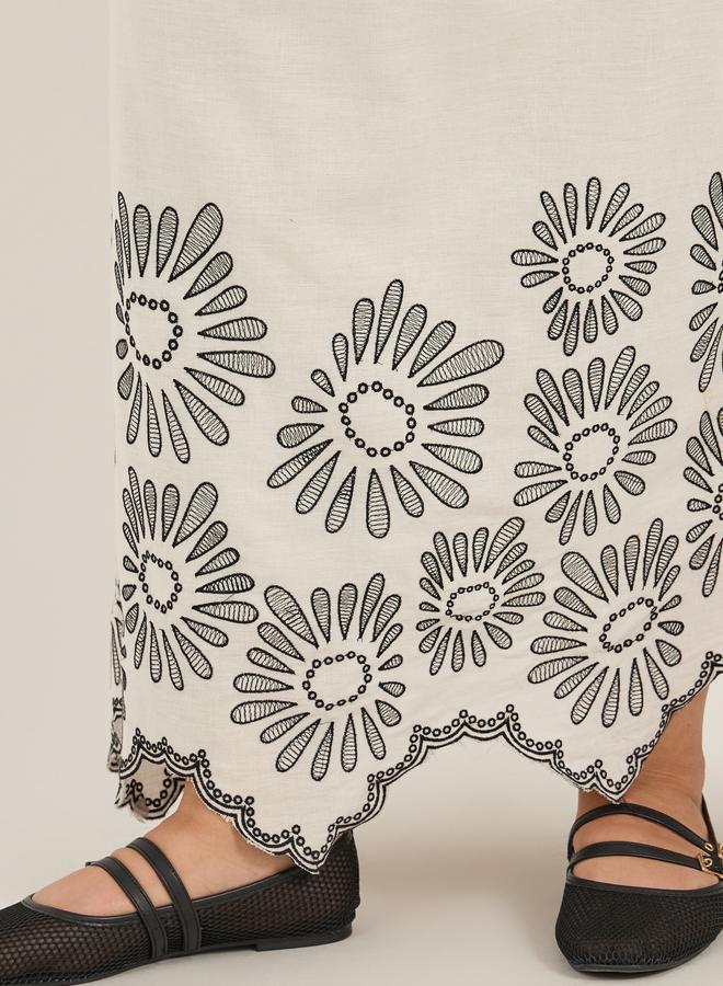 ستايلي تنورة طويلة بحافة مطرزة - Image 3