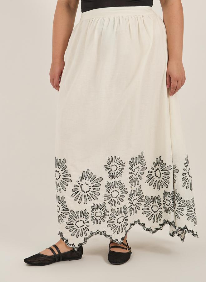 ستايلي تنورة طويلة بحافة مطرزة - Image 2