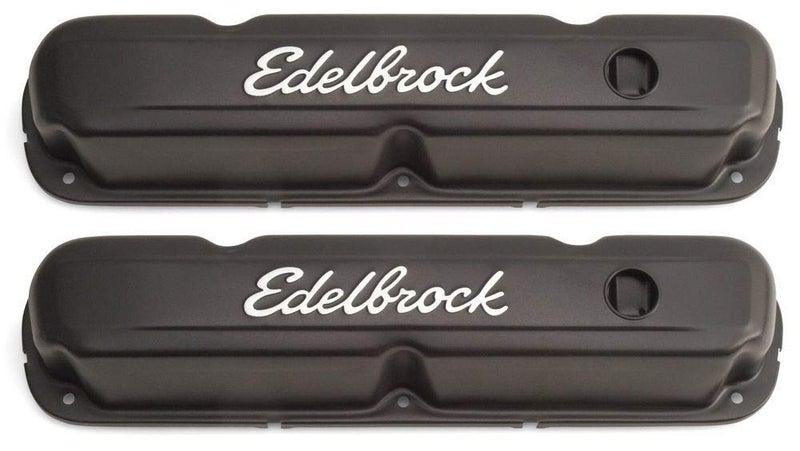 Edelbrock 4473 Signature Series Valve Cover Chrysler 318360 Low Profile Chrome wBlack Finish