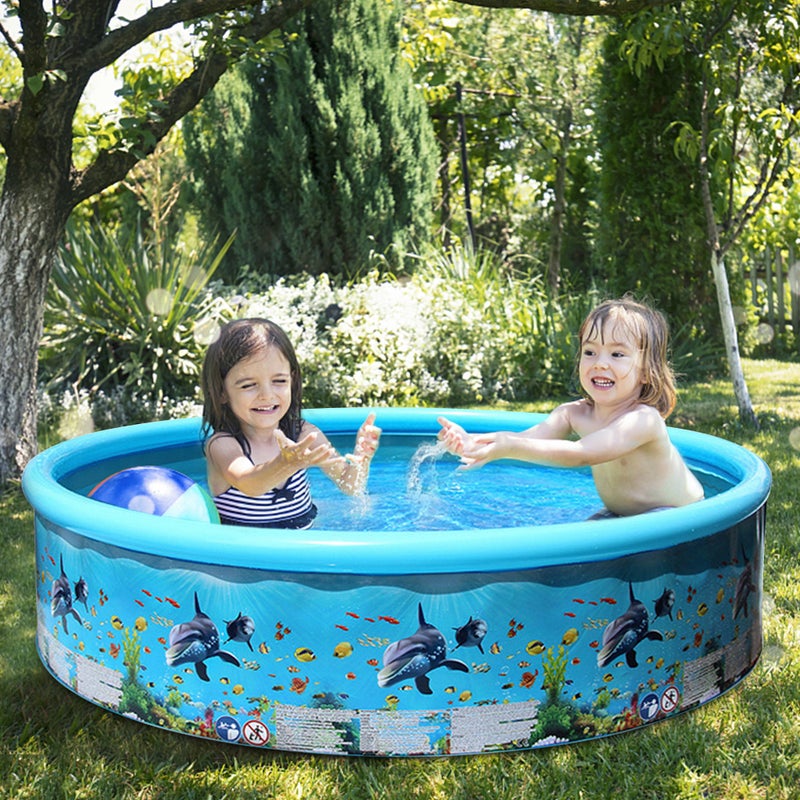 Portable Folding Pool: 125 X 30cm Eco-friendly PVC Material - Wear-resistant Durable Kids Pool for Family Summer Holiday Outdoor Fun - Image 4