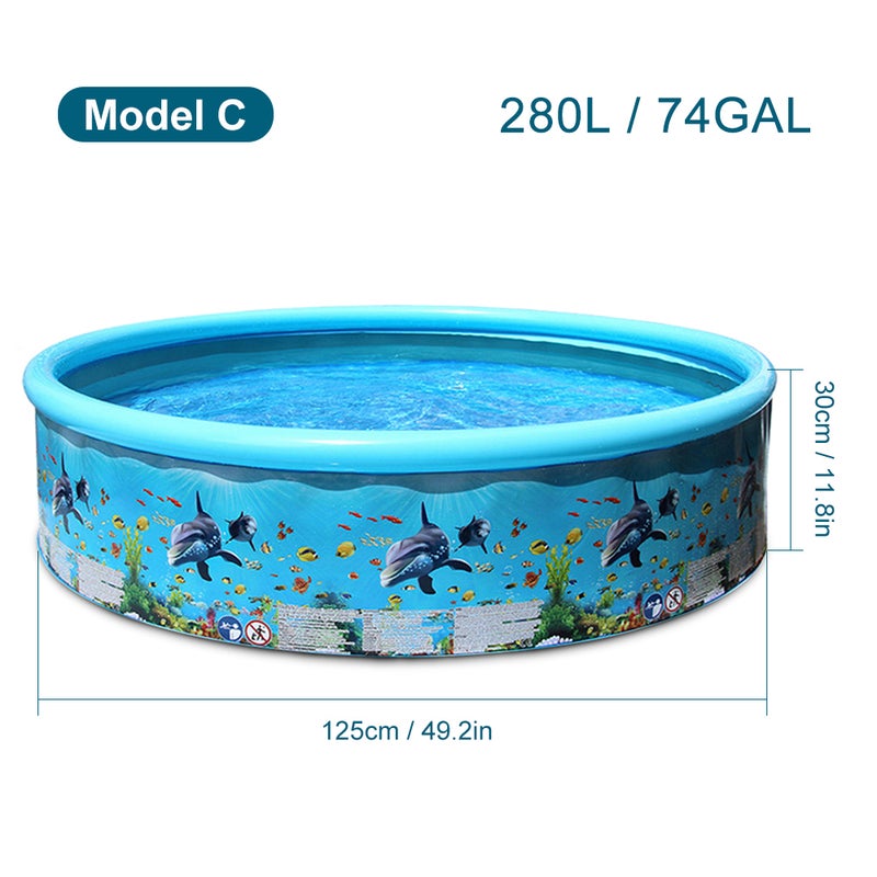 Portable Folding Pool: 125 X 30cm Eco-friendly PVC Material - Wear-resistant Durable Kids Pool for Family Summer Holiday Outdoor Fun - Image 5