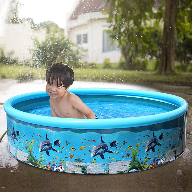 Portable Folding Pool: 125 X 30cm Eco-friendly PVC Material - Wear-resistant Durable Kids Pool for Family Summer Holiday Outdoor Fun - Image 3