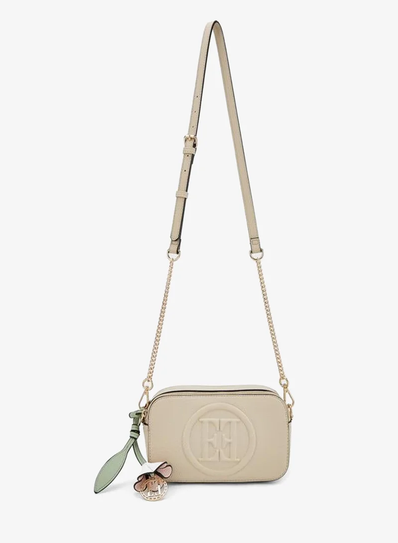 ELLE Monogram Embossed Crossbody Bag With Chain Strap