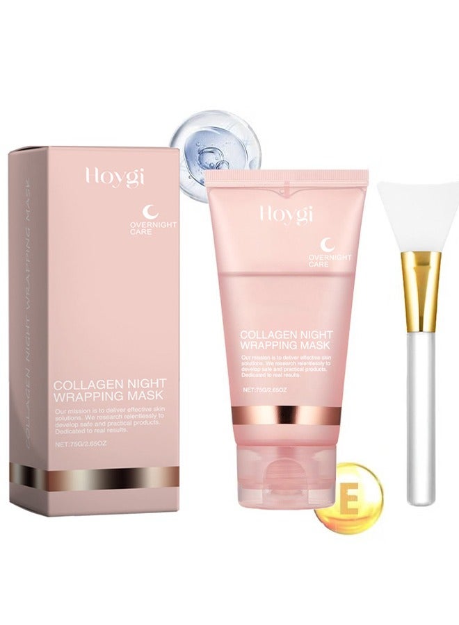Hoygi Collagen Overnight Wrapping Peel Off Facial Mask Pack - Elasticity & Hydration Care, Reduces Sagging & Dullness - Hydrolyzed Collagen For Glowing Skin - Korean Skin Care (1PCS) - Image 1