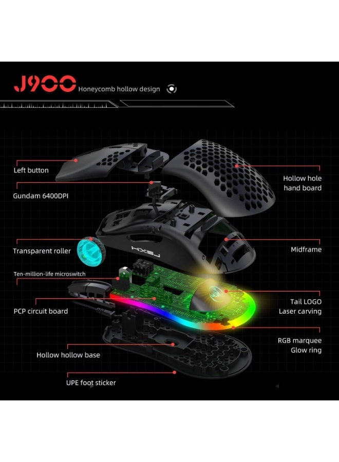 YONK HXSJ RGB Gaming Keyboard Mouse Combo – 104-Key Wired RGB Backlit Keyboard & J900 USB Gaming Mouse, 6 Adjustable DPI, Ergonomic Design for PC Laptop Gamers - Image 4