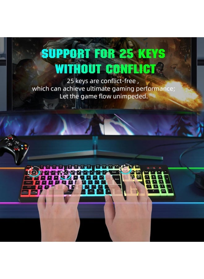 YONK HXSJ RGB Gaming Keyboard Mouse Combo – 104-Key Wired RGB Backlit Keyboard & J900 USB Gaming Mouse, 6 Adjustable DPI, Ergonomic Design for PC Laptop Gamers - Image 3