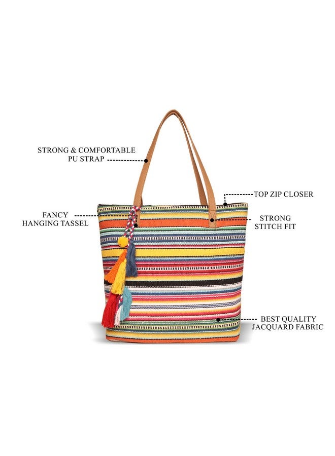 Astrid ASTRID Women's Tote Bag with Long Tassel (Multicolour)  - Image 3