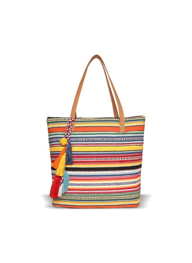 Astrid ASTRID Women's Tote Bag with Long Tassel (Multicolour)  - Image 1