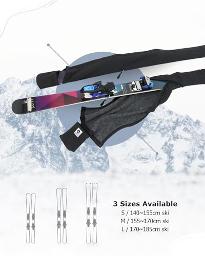 MONS Snow Skis Protection Fabric Soft Sleeve Cover Wide Open Easy Pack (M) - Image 5