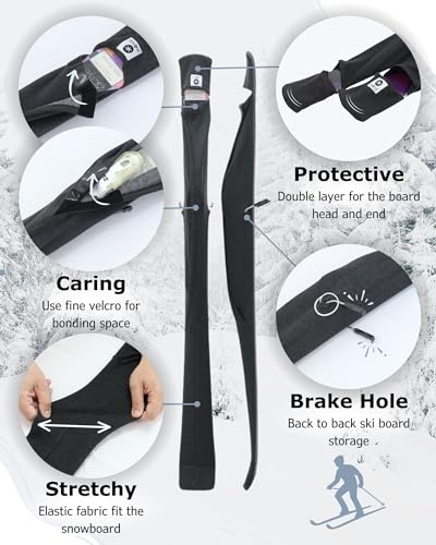 MONS Snow Skis Protection Fabric Soft Sleeve Cover Wide Open Easy Pack (M) - Image 4