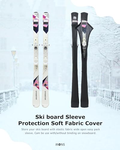 MONS Snow Skis Protection Fabric Soft Sleeve Cover Wide Open Easy Pack (M) - Image 2
