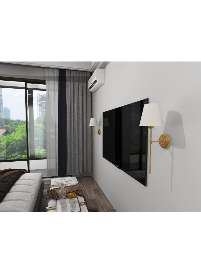 Battery Operated Wall Lamp Set Of 2 Wireless Wall Sconces Wall Light Fixtures With Remote Charging Bulbs Fabric Lampshade For Living Room Tv Wall Bedroom - Image 3