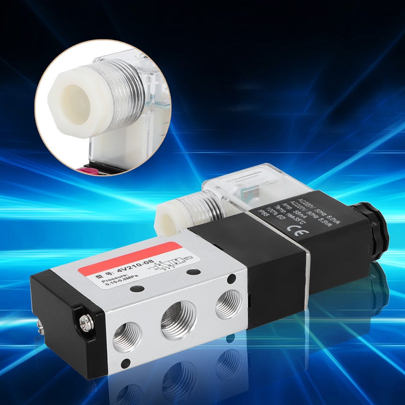 2 Position 5 Way Aluminum Alloy Pneumatic Solenoid Valve Pneumatic Piping Equipment (220V) - Image 2