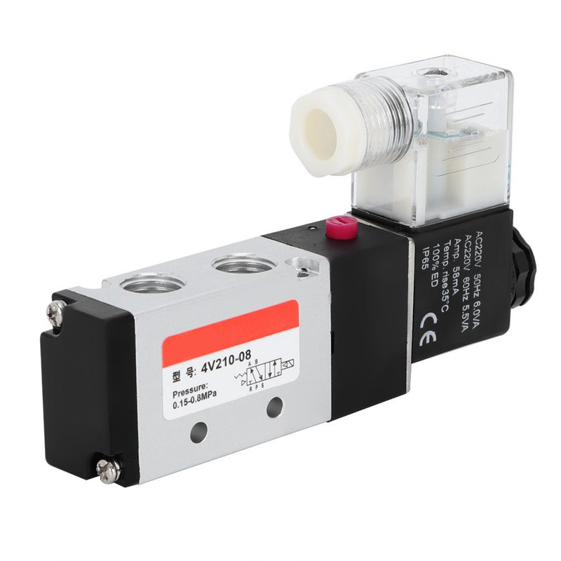 2 Position 5 Way Aluminum Alloy Pneumatic Solenoid Valve Pneumatic Piping Equipment (220V) - Image 1