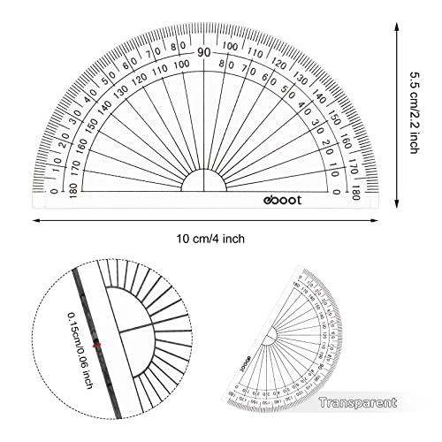 Zonon 3 Pcs 4 Inch Clear Plastic Protractor Bulk Math Protractors Set 180 Degrees Geometry Drafting Tools for Classroom Industry Office Back to School Supplies - Image 2