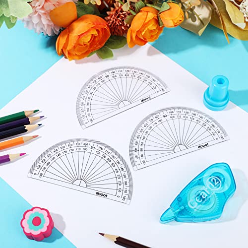 Zonon 3 Pcs 4 Inch Clear Plastic Protractor Bulk Math Protractors Set 180 Degrees Geometry Drafting Tools for Classroom Industry Office Back to School Supplies - Image 5