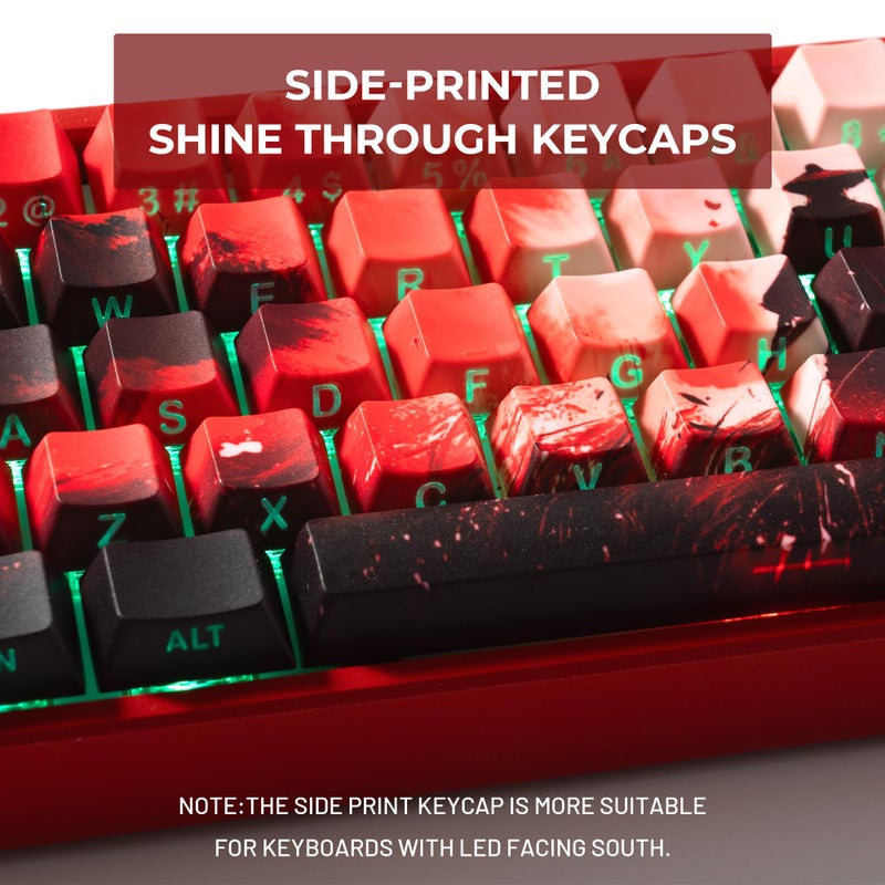 GMKWTL XVX Swordsman Double Shot PBT Keycaps,Side Printed Shine Through Red Keycap Set,Cherry Profile Dye Sublimation Keyboard Keycaps Suitable for Cherry Gateron MX Switches Mechanical Keyboard - Image 2