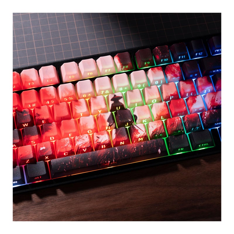 GMKWTL XVX Swordsman Double Shot PBT Keycaps,Side Printed Shine Through Red Keycap Set,Cherry Profile Dye Sublimation Keyboard Keycaps Suitable for Cherry Gateron MX Switches Mechanical Keyboard - Image 1