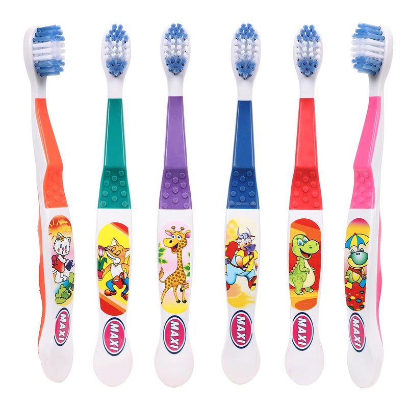 MAXI Dolls Kids Soft Toothbrush for 2+ Years, Multicolor (Pack of 6) - Image 1