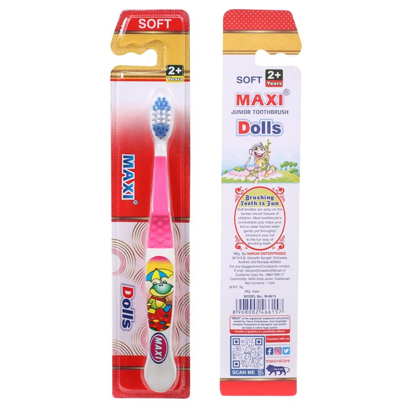 MAXI Dolls Kids Soft Toothbrush for 2+ Years, Multicolor (Pack of 6) - Image 3