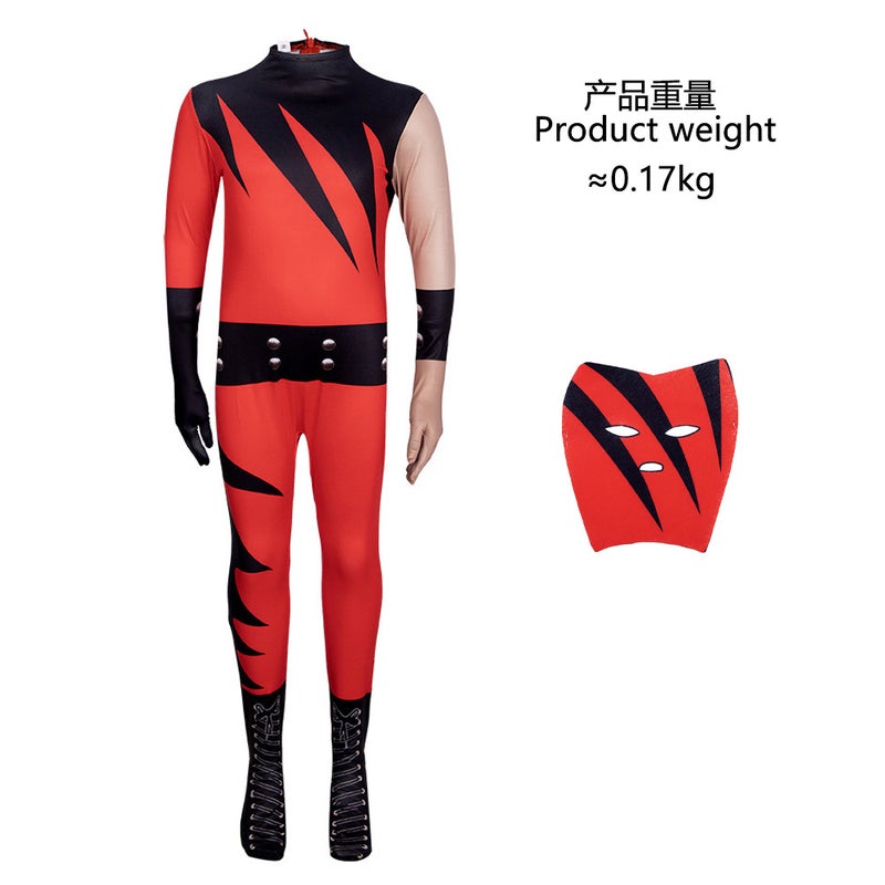 Kids WWE Kane Cosplay Halloween Costume Wrestler Kane jumpsuit + headgear