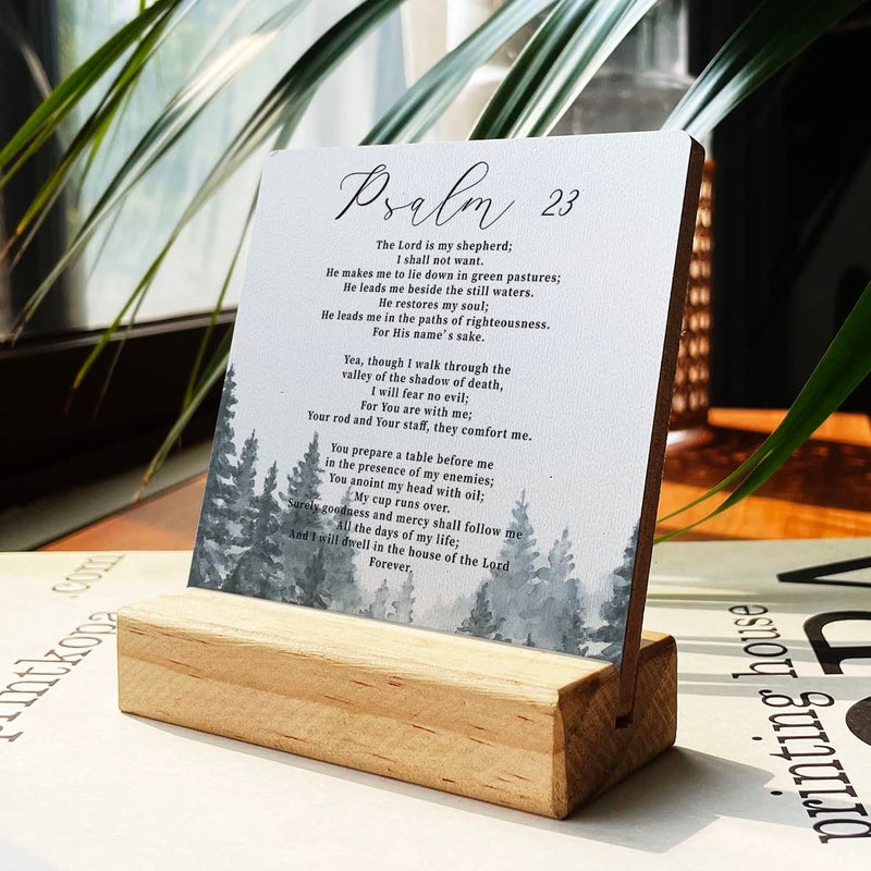 IYEZH البلد الرب هو الراعي الذي لا أريد آيات الكتاب المقدس لافتة خشبية ديكور ديكور ريفي تحفيزي المزمور 23 ديكور علامة مكتب مسيحي للمكتب المنزلي 4 × 4 بوصات - Image 1