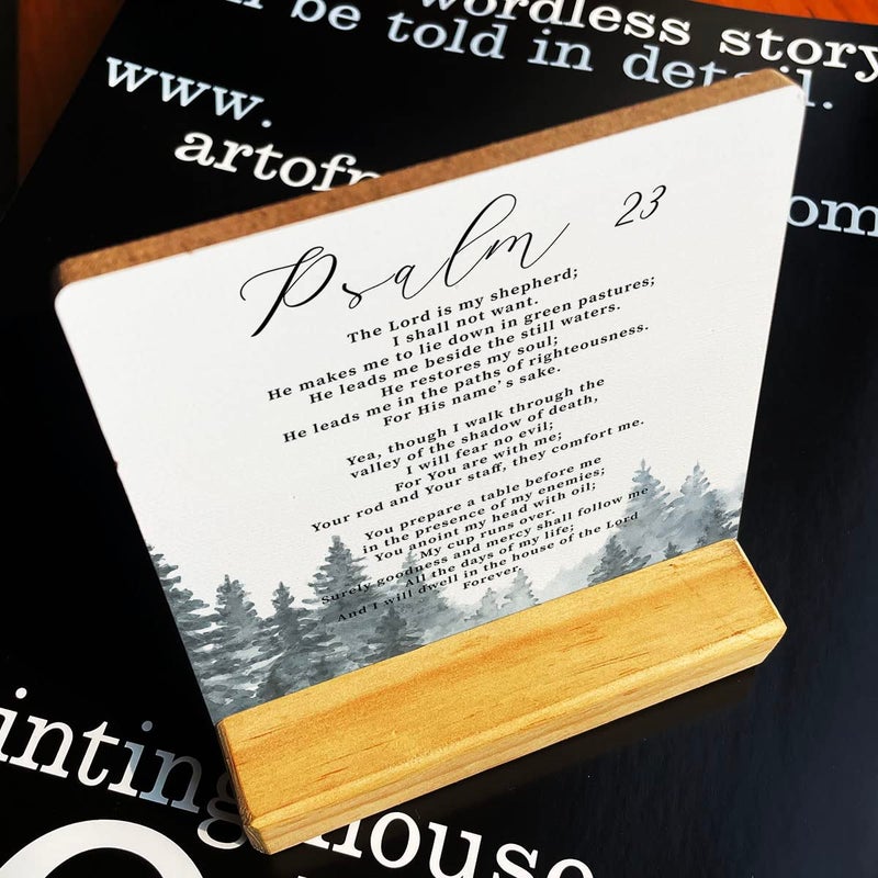 IYEZH البلد الرب هو الراعي الذي لا أريد آيات الكتاب المقدس لافتة خشبية ديكور ديكور ريفي تحفيزي المزمور 23 ديكور علامة مكتب مسيحي للمكتب المنزلي 4 × 4 بوصات - Image 3