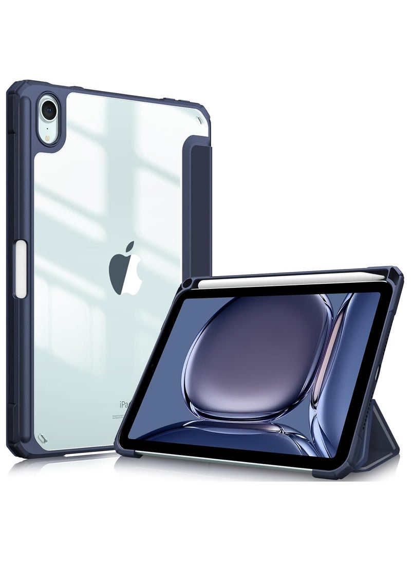 Arabest Slim Clear Shockproof Case with Pencil Storage for iPad Mini 2021 6th Gen 8.3 - Lightweight Cover with Auto Sleep/Wake Feature - Blue Color - Image 1