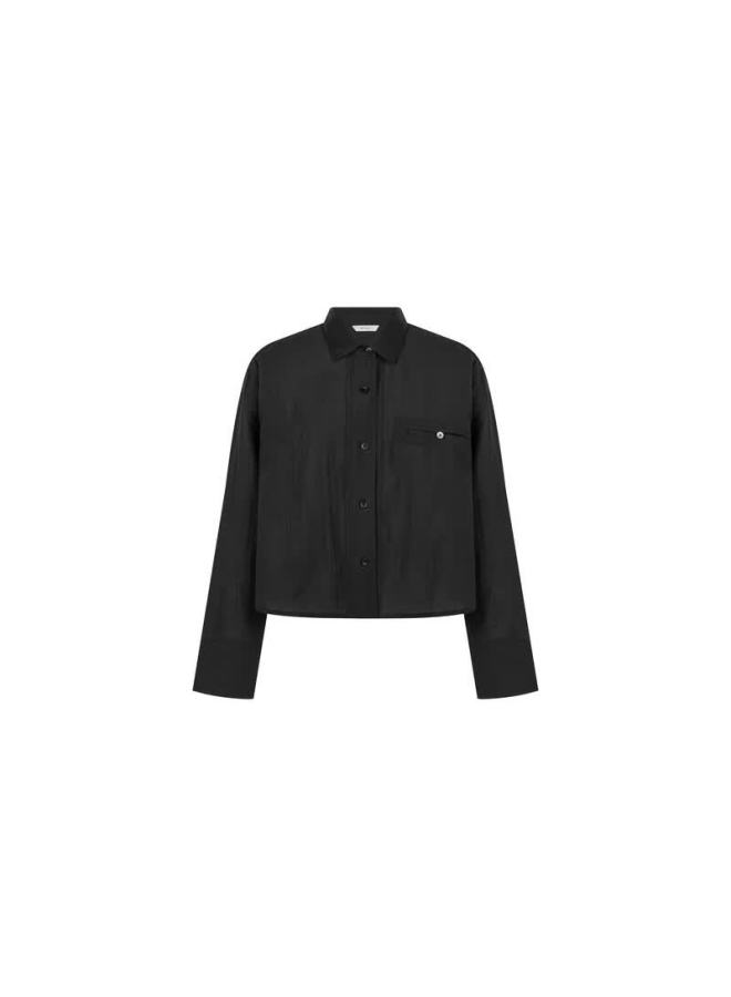 Meiyang Light Mist Shirt, Subtle Beauty, Tencel And Acetate Blend Loose Long-sleeve Shirt, Black, Size S - Image 4