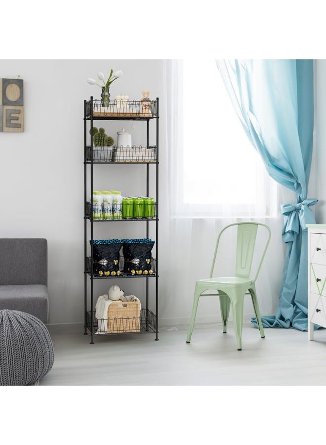 ETELI 5 Tier Water Bottle Storage Rack Freestanding Metal Water Bottle Holder Shelf Organizer Drink Beverage Can Rack Bottled Water Stand for Floor Pantry Kitchen Food Storage, Black - Image 3