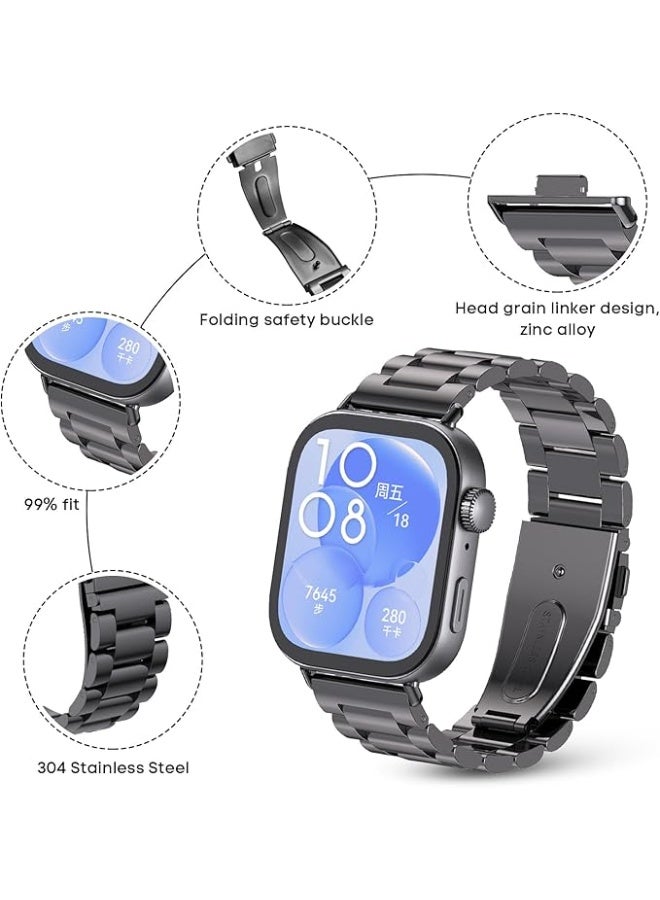 Strap Compatible with Huawei Watch Fit 3 Metal Straps Stainless Steel Bracelet Accessories For Smart Watches Huawei Watch Fit3 Adjustable Strap Metal Straps - Image 3