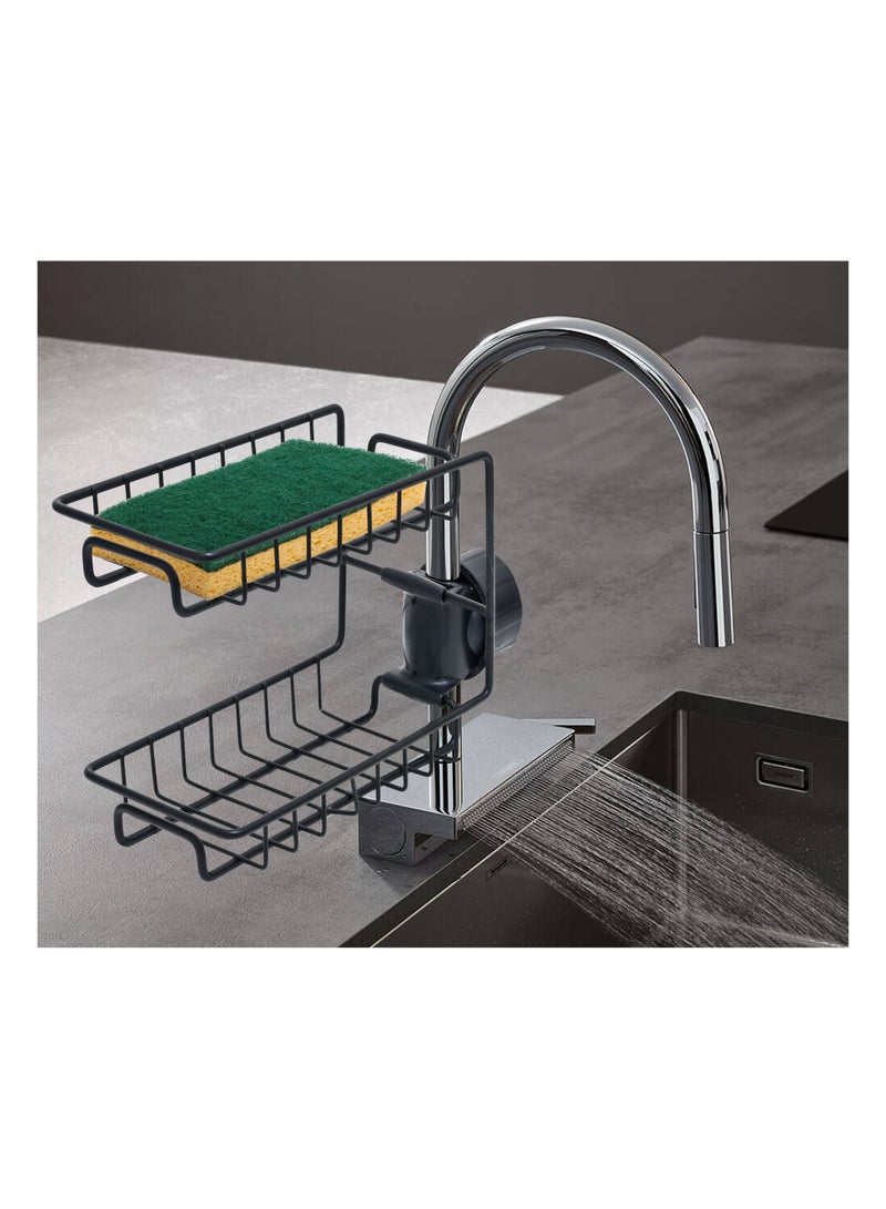 Kitchen Sink Caddy Organizer Sponge Holder Faucet Soap Dish Holder Double Layer for Kitchen  - Image 3