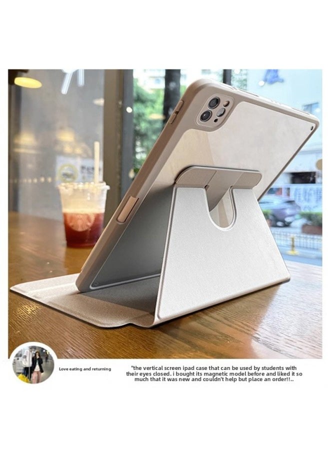 Generic - Suitable For Apple IPad Tablet Protective Cover 2024 Rotating Air6 Hard Shell Anti-drop Air Protective Shell Pro5 Generation 11-Colour:360 Rotating Acrylic [white Ice Blue]-Applicable Model:Ipadpro2024 ( 13inch ) - Image 1