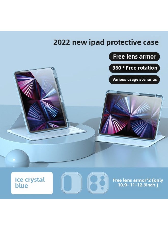 Generic - Suitable For Apple IPad Tablet Protective Cover 2024 Rotating Air6 Hard Shell Anti-drop Air Protective Shell Pro5 Generation 11-Colour:360 Rotating Acrylic [white Ice Blue]-Applicable Model:Ipadpro2024 ( 13inch ) - Image 1