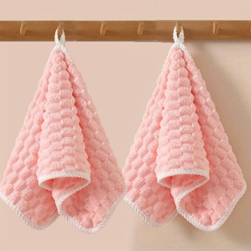 Linear منشفة يد ميكروفايبر / منشفة صغيرة / منشفة وجه / منشفة للرجال والنساء والأطفال / منشفة فائقة النعومة، ماصة وسريعة الجفاف للجيم والسفر 300 جرام لكل متر مربع (وردي) - Image 1