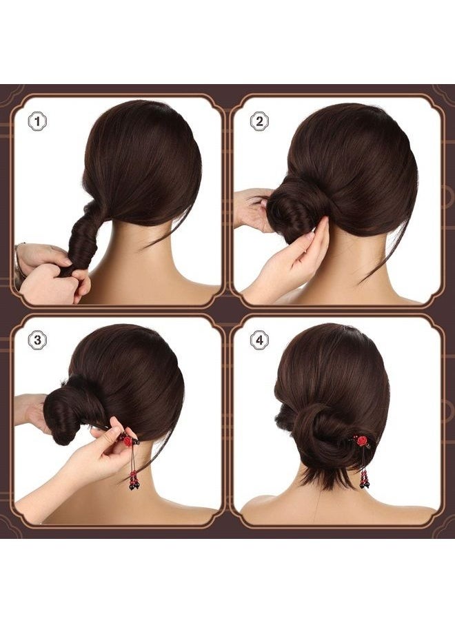 WILLBOND 2 Pieces Japanese Chinese Hair Chopsticks for Women Retro Wooden Hairpin Flower Hair Chopsticks Handmade Wooden Hair Stick Classic Hair Chopstick Hair Pins for Long Hair  - Image 4