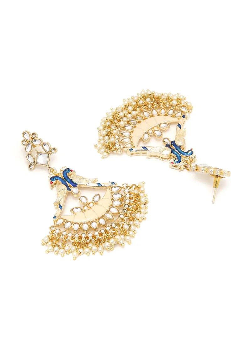 SOHI Stone Studded Contemporary Drop Earrings