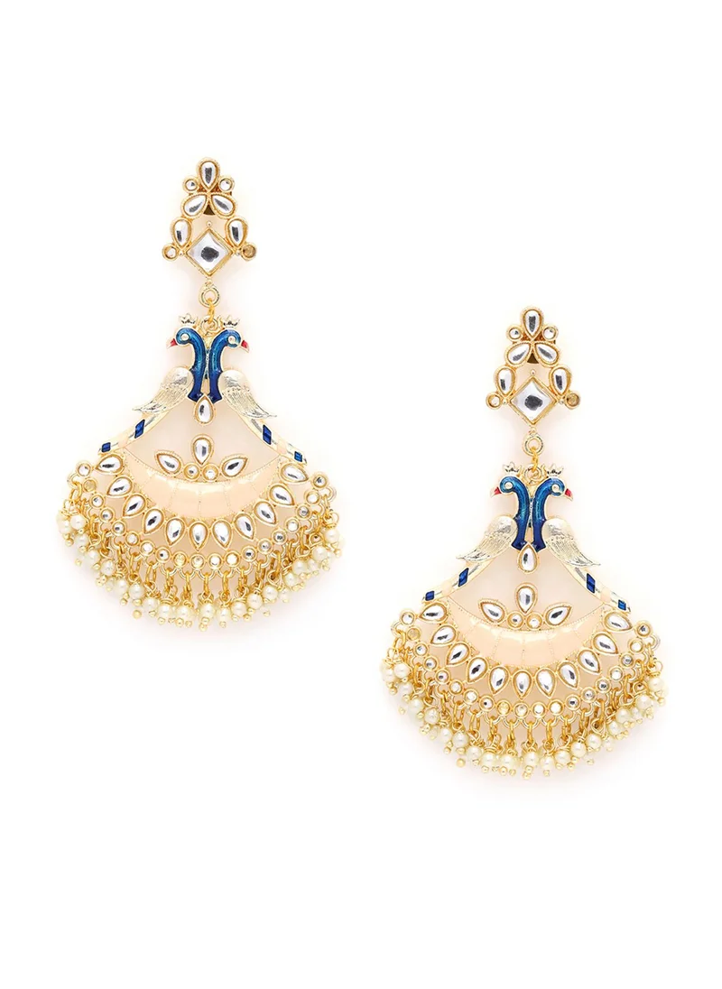 SOHI Stone Studded Contemporary Drop Earrings