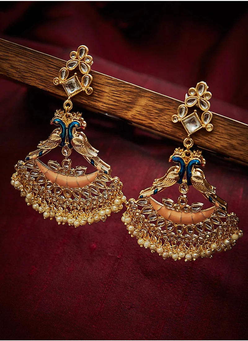 SOHI Stone Studded Contemporary Drop Earrings